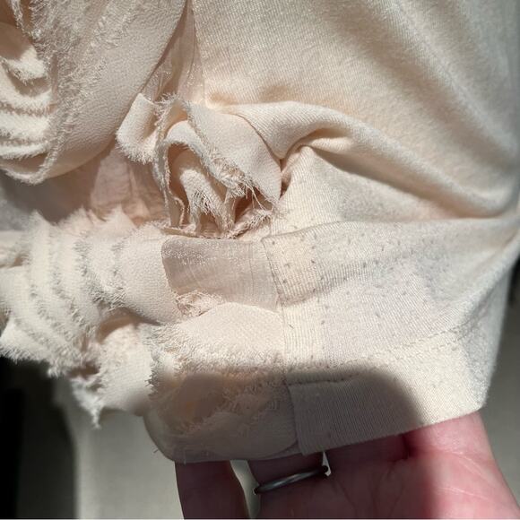 BARASCHI x Anthro Raw Edged Organza Rosette Coastal Preppy Shimmer Boho Top XS - Picture 15 of 16